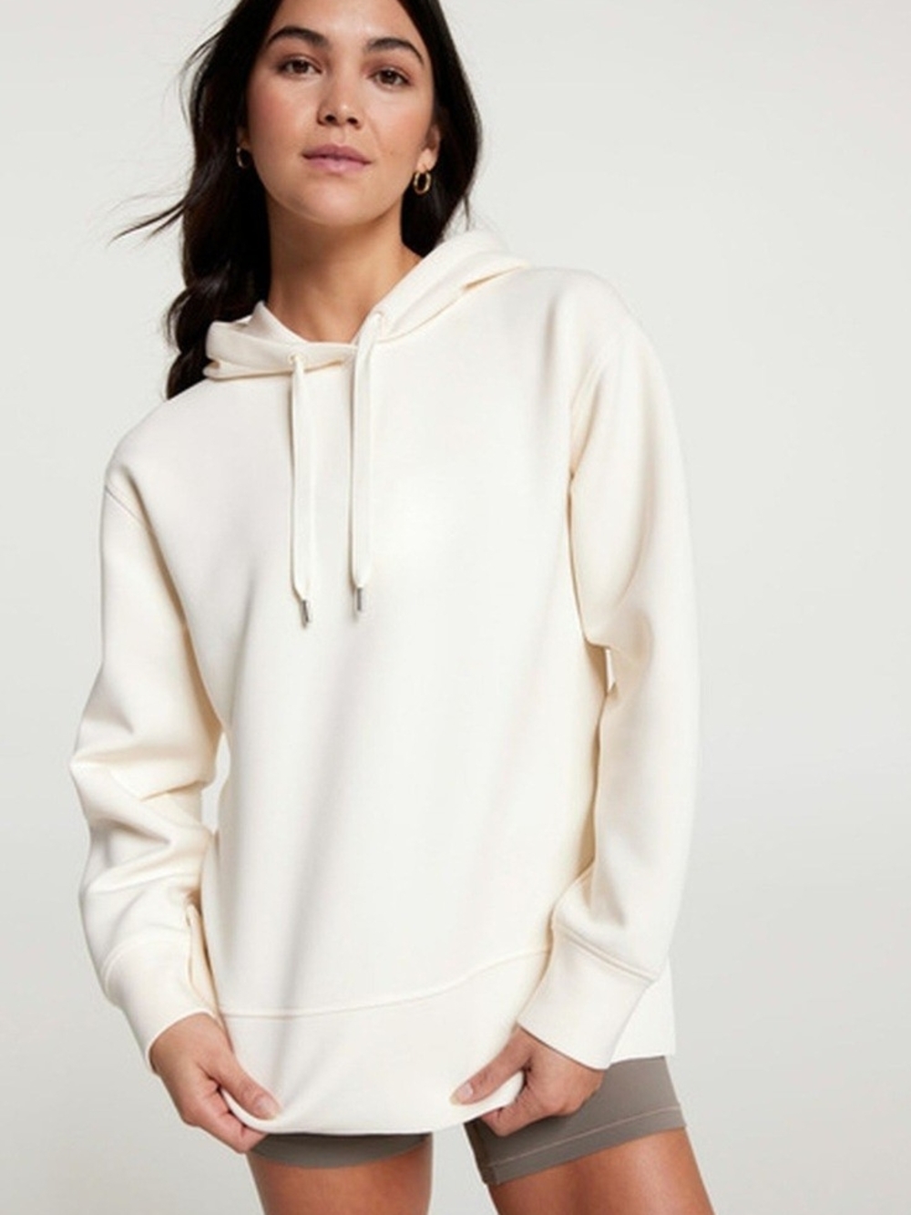 CALIA by Carrie Underwood Cream Split Side Pullover Hoodie
